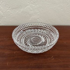 Vintage cut glass trinket fish low bowl